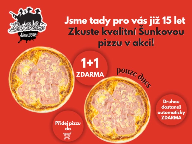Šunková pizza 1+1 Zdarma
