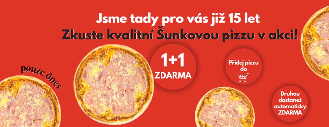 1+1 šunková pizza